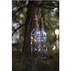 Гирлянда «Нить» 1 м роса с пробкой, IP44, серебристая нить, 10 LED, фиксинг, солнечная батарея, свечение белое