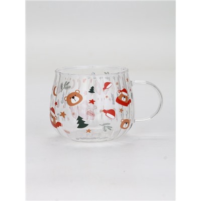 Кружка новогодняя стеклянная «Мишки», 350 мл