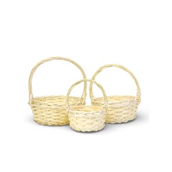 Корзина плетёная для хранения Rama, с ручкой, бежевая, набор 3 шт.