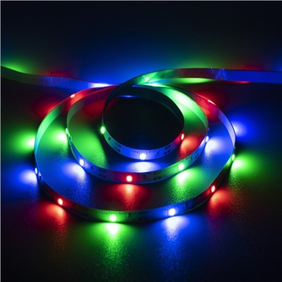 Светодиодная лента Luazon Lighting 1 м, IP20, SMD2835, 30 LED/м, 3хААА, свечение мульти