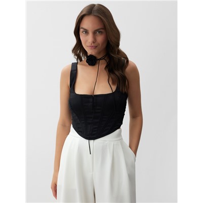 Корсет женский атласный MIST, размер XS, чёрный