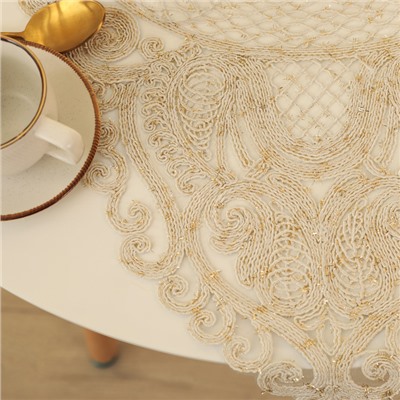 Дорожка на стол Этель ажурная, бежевая 40×90 см, 100%п/э