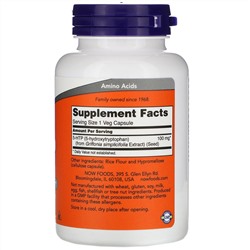 Now Foods, 5-гидрокситриптофан, 100 мг, 120 вегетарианских капсул
