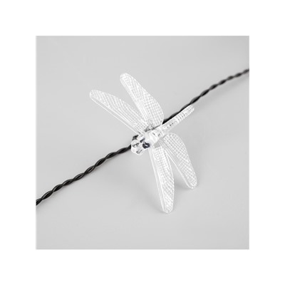 Гирлянда «Нить», 4.5 м, уличная, с насадками «Стрекоза», IP44, 30 LED, 2 режима, солнечная батарея, тёмная нить, свечение тёплое белое