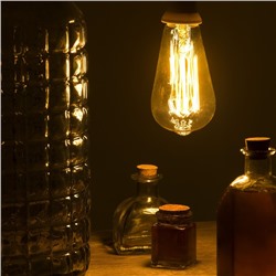 Лампа накаливания винтажная «Ретро», ST64, 60 Вт, Е27, 230 В, 145×64 мм, теплый белый