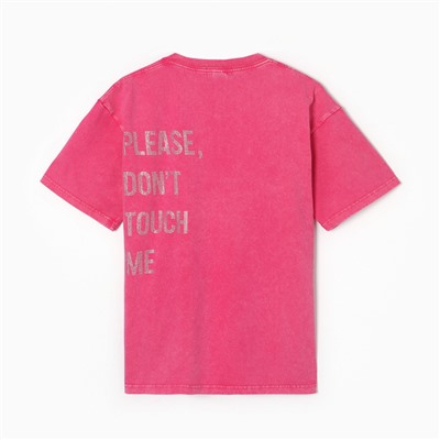 Футболка женская из вареного хлопка Mist Don't touch me, размер 50-52, розовая