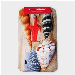 Коврики для ванной и туалета Доляна «Ракушки на песке», 3 шт., 35×39 см, 40×50 см, 45×75 см