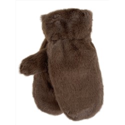 Зимние меховые женские варежки,  цвет  коричневый