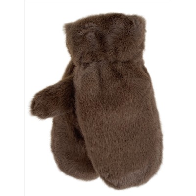 Зимние меховые женские варежки,  цвет  коричневый
