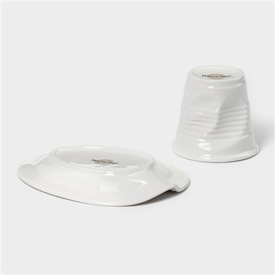 Кофейная пара фарфоровая Magistro «Бланш», 2 предмета: чашка 80 мл, блюдце 13×10.5 см