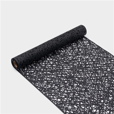 Дорожка на стол Доляна «Паутинка», 150×33 см, чёрная