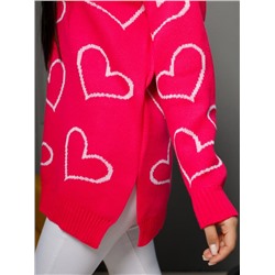 Джемпер удлиненный "Сердца"