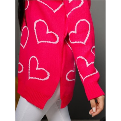 Джемпер удлиненный "Сердца"