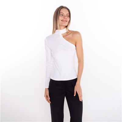 Лонгслив на одно плечо женский, белый, размер 44