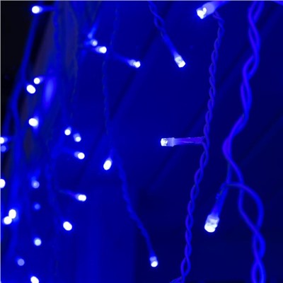 Гирлянда «Бахрома» 3 × 0.6 м, IP44, УМС, белая нить, 160 LED, свечение синее, 220 В