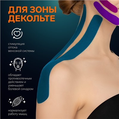 Кинезио-тейп, 2.5 см × 5 м, синий