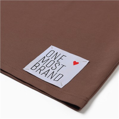 Футболка женская оверсайз с нашивкой MINAKU: One Most Brand, коричневая, размер 46