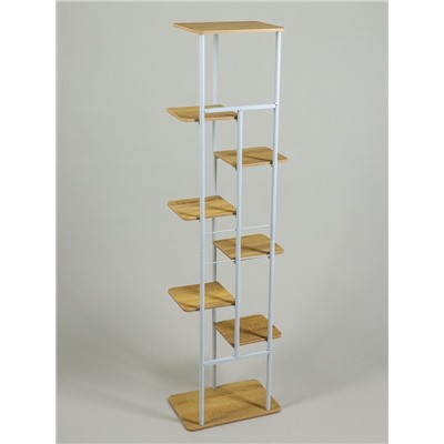 Подставка для цветов Greengo, 8 полок, 36×23×136 см, напольная, каркас металл, полки МДФ, белая