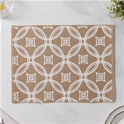 Салфетки сервировочные на стол Доляна «Капия», 4 шт., 40×30 см, бежевые с белым узором
