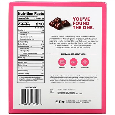 One Brands, ONE Bar, Dark Chocolate Sea Salt, 12 Bars, 2.12 oz (60 g) Each