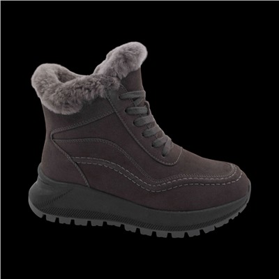 Ботинки из натуральной кожи на меху Т980-3 серые