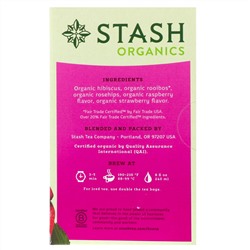Stash Tea, Органический травяной чай, ягодный, без кофеина, 18 чайных пакетиков, 1,2 унции (36 г)