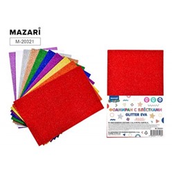 Набор фоамирана/пластичной замши А4 10л 10цв 1.5мм с блестками M-20321 Mazari