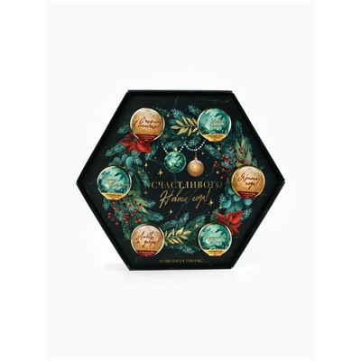 Подарочный набор новогодний «Счастливого Нового года»: чай чёрный, крем-мёд (6 шт.x30 г)