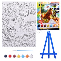Раскраска по номерам 17х23 см "Лошадка в поле"