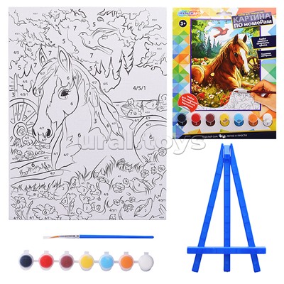 Раскраска по номерам 17х23 см "Лошадка в поле"