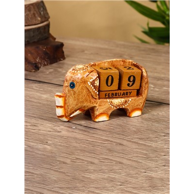 Вечный календарь с кубиками «Слоник», 11×4.5×6.6 см, дерево, МИКС