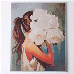 Алмазная вышивка полное заполнение «Девушка с букетом», на раме, 40×50 см