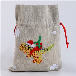 Мешок новогодний для подарков «Динозавр с подарками», 19×14 см, МИКС