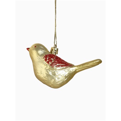 Ёлочные игрушки 2 шт. «Зимнее волшебство. Пташка» пластик, 7×10 см, золото