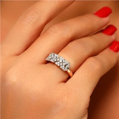 Кольцо 20 р ювелирная бижутерия коллекция "Дубай", покрытие позолота, вставка: фианит, цвет: прозрачный, арт.414.076-20