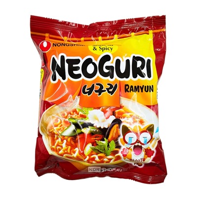 Лапша Неогури острая с морепродуктами Neoguri Seafood Spice (в пачке) Nongshim, Корея 120 г Акция