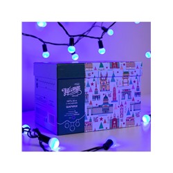 Гирлянда «Нить» 20 м с насадками «Шарики 1.5 см», IP44, тёмная нить, 200 LED, свечение синее, 8 режимов, 220 В