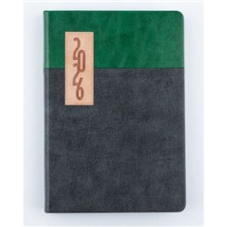 Ежедневник 2026 г. А5 352 стр. "РИМ" черный+зеленый с бежевой аппликацией 310151 Alpha-Trend