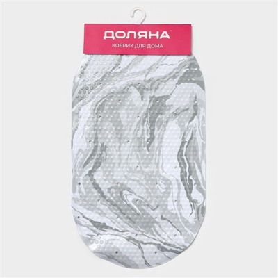 Коврик противоскользящий в ванну Доляна «Мрамор», на присосках, 38×69 см