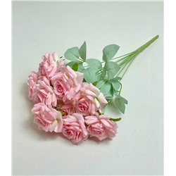 Розы розовые букет 9 голов, 50см , бутон 9см.