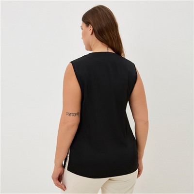 Майка шелковая женская MIST plus-size, размер 56, чёрная