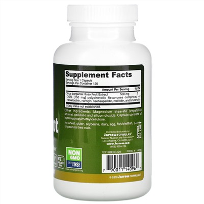 Jarrow Formulas, бергамот, 500 мг, 120 вегетарианских капсул