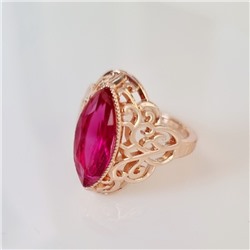 Кольцо 21 р ювелирная бижутерия коллекция "Дубай", покрытие позолота, вставка: фианит, цвет: малиновый, арт.314.849-21