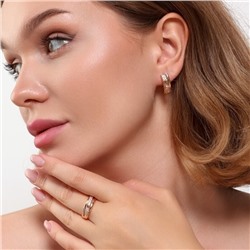 Комплект ювелирной бижутерии коллекция "Дубай" серьги и кольцо 17 р, покрытие позолота, вставка: фианиты, цвет: прозрачный, арт.314.836-17