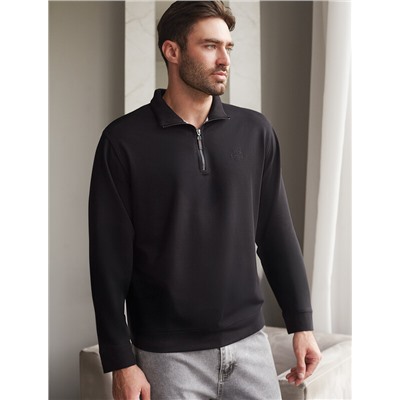 Свитшот с воротом стойкой на молнии из эластичного футера двухнитки