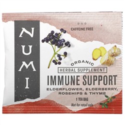 Numi Tea, Organic, Immune Support, Caffeine Free, 16 Non-GMO Tea Bags, 1.13 oz (32 g)