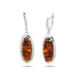 Серьги из серебра янтарь, СП36