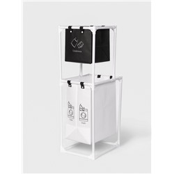 Корзина для белья складная Доляна, 28×39×95 см, чёрная, белая