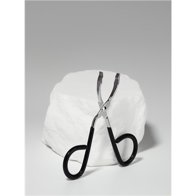 Пинцет в форме ножниц, прорезиненные ручки, 8 см, чёрный, серебристый