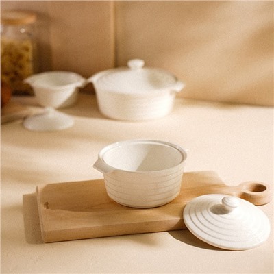 Кастрюля SL Home «Санторини», 750 мл, 19×16×7.5 см, жаропрочная керамика, белая